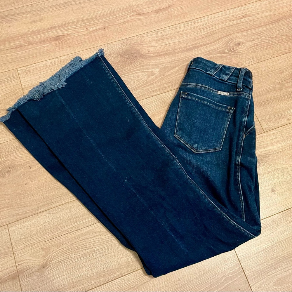 KanCan Dark Wash Raw Hem Bootcut Jeans